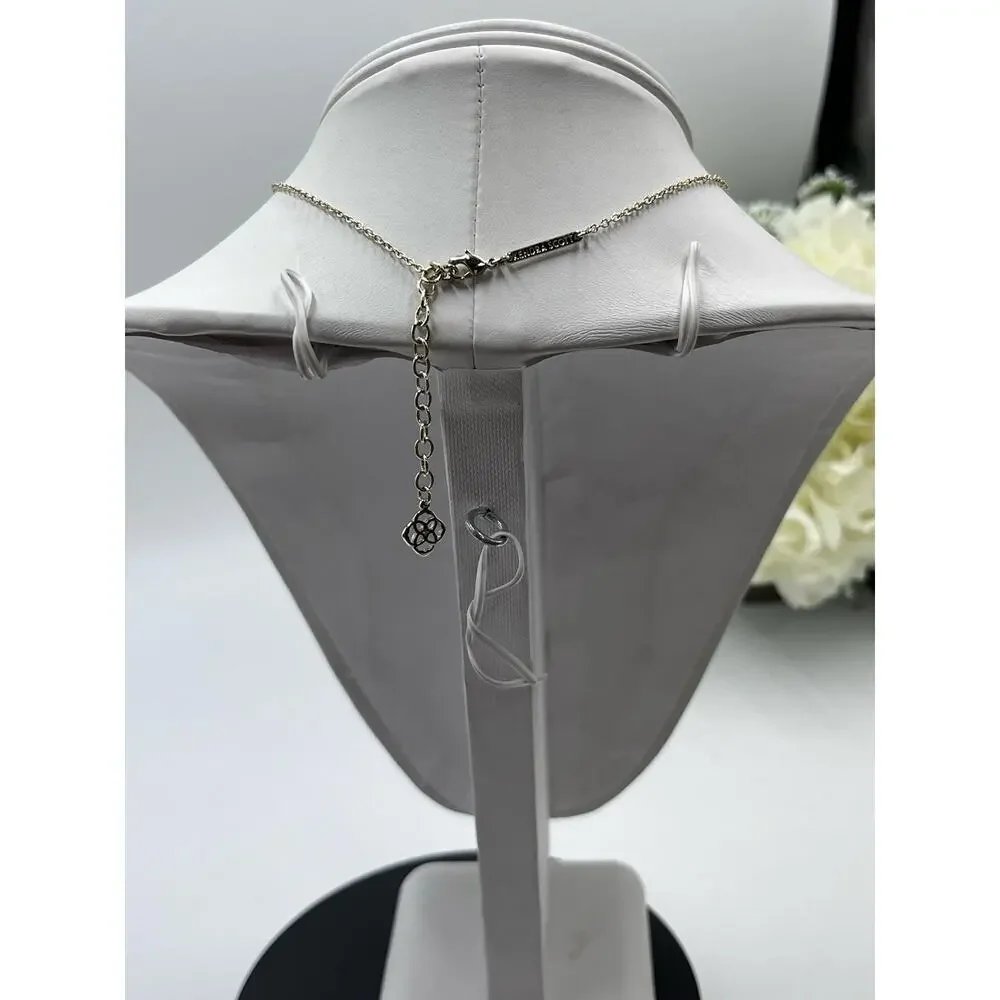 Kendra Scott Gold Plated Elisa Pendant Necklace‎ in Slate Gray Glass Illuision - Picture 9 of 14